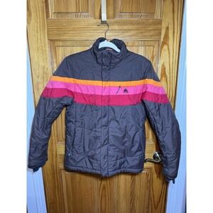 Y2K Nike Fit Storm‎ ACG Womens Brown Pink Puffer Winter Jacket Coat Snowboard M